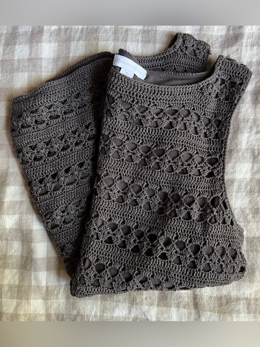 Silk & Cotton Crochet Tank Top With Liner - Picture 2 of 6